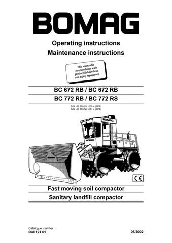 download BOMAG Sanitary landfill compactor BC 672 RB BC 772 RB able workshop manual