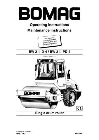 download Bomag Single drum roller BW 211 D 4 BW 211 PD 4 able workshop manual