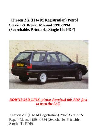 download Citroen ZX 1905cc Hatchback workshop manual