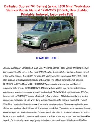 download DAIHATSU MIRA CUORE able workshop manual