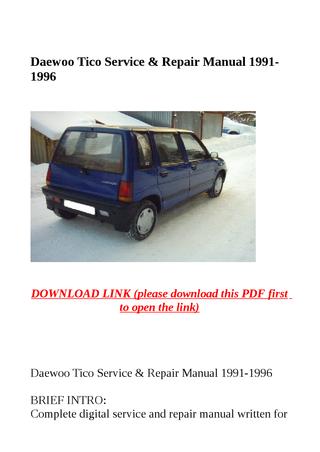 download Daewoo Tico Manual able workshop manual