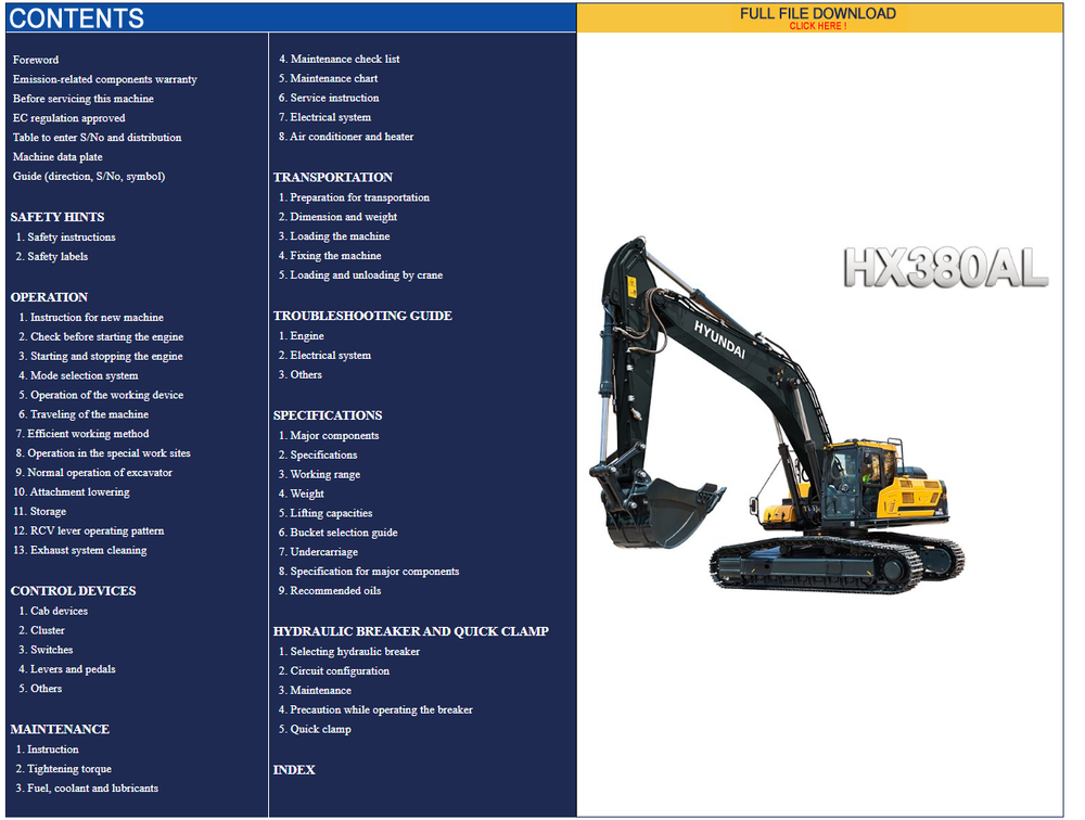 download HYUNDAI Crawler Excavator R250LC 7 able workshop manual