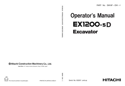 download Hitachi EX1200 5D Hydraulic Excavator able workshop manual