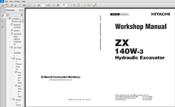 download Hitachi Zaxis 210W 3 220W 3 Excavator able workshop manual