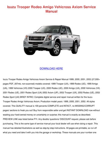 download ISUZU TROOPER RODEO AMIGO 4500+ able workshop manual