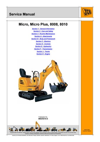 download JCB 8008 Excavator able workshop manual