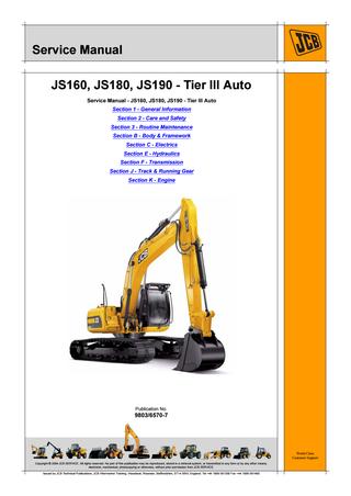 download JCB JS160 Tracked Excavator Tier 3 Auto able workshop manual