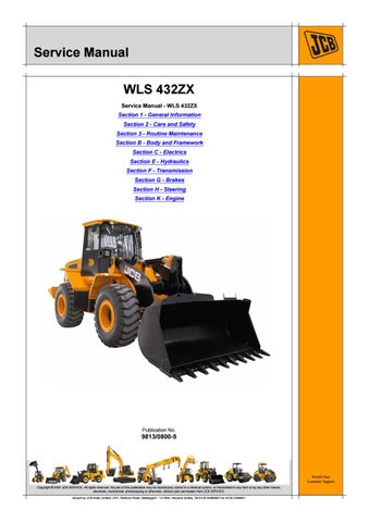 download JCB WLS 432ZX Wheeled Loader able workshop manual