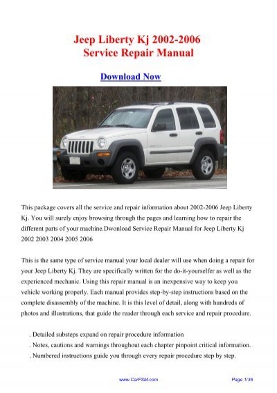 download Jeep Liberty KJ Specs workshop manual