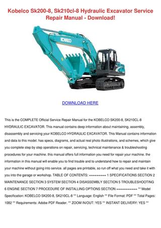 download KOBELCO SK15SR COMPACT Excavator able workshop manual