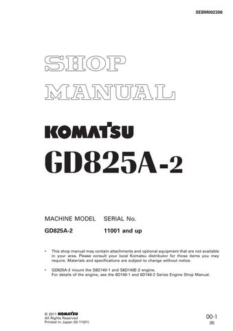 download KOMATSU GD825A 1 MOTOR GRADER able workshop manual