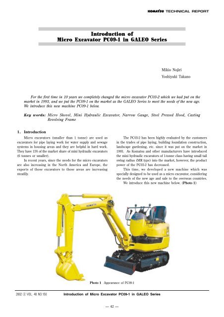 download KOMATSU PC09 1 Hydraulic Excavator + Operation able workshop manual