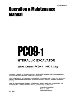 download KOMATSU PC09 1 Hydraulic Excavator Operation S N 1 up able workshop manual