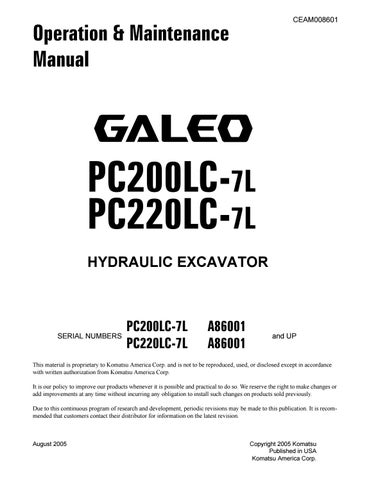 download KOMATSU PC200LC 7L PC220LC 7L Hydraulic Excavator Operation able workshop manual