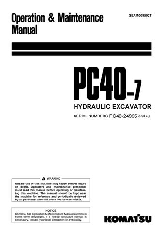 download KOMATSU PC40 7 Excavator Operation able workshop manual