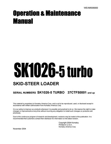 download KOMATSU SK1026 5 Turbo SKID STEER Loader + Operation able workshop manual