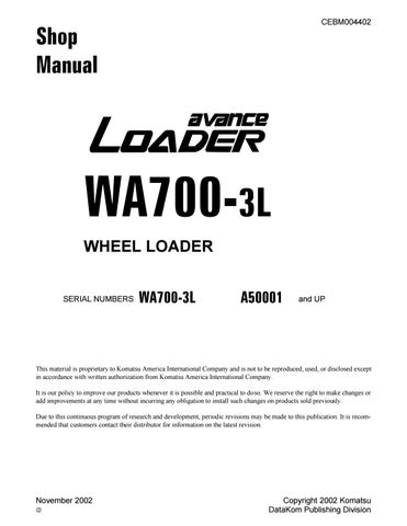 download KOMATSU WA250 3MC Wheel Loader Operation able workshop manual