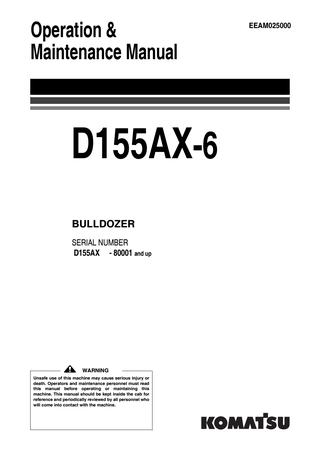 download Komatsu D155AX 6 Bulldozer 80001 able workshop manual