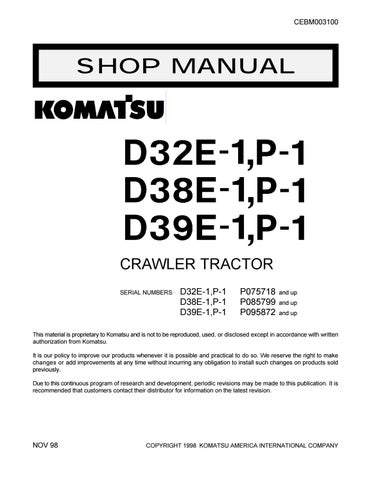 download Komatsu D32E 1 Crawler Tractor able workshop manual