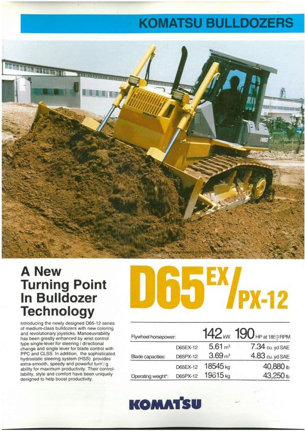 download Komatsu D65E 12 Bulldozer able workshop manual