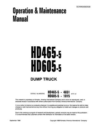 download Komatsu HD465 5 HD605 5 Dump Truck able workshop manual