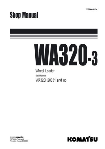 download Komatsu WA320 3 Wheel Loader （SN H1 up） able workshop manual