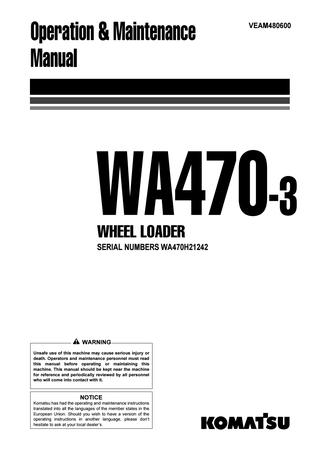 download Komatsu WA470 3H operation able workshop manual