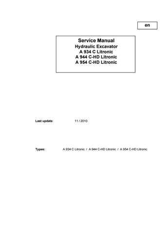 download Liebherr A934C Litronic A934C HD Litronic Hydraulic Excavator Operation workshop manual