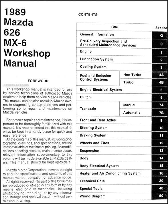 download Mazda 626 MX 6 able workshop manual