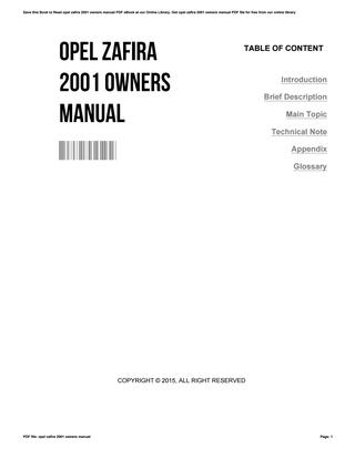 download Opel Vauxhall Zafira able workshop manual