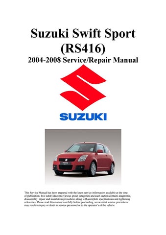 download Suzuki Swift Sports RS416 able workshop manual