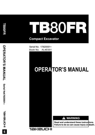 download TB80FR Compact Excavator manual. able workshop manual