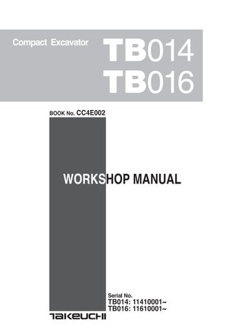 download Takeuchi TB014 Compact Excavator able workshop manual