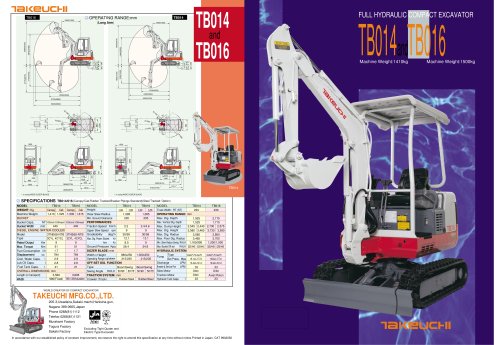 download Takeuchi TB014 Compact Excavator able workshop manual