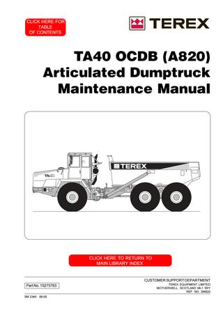 download Terex TA35 TA40 Articulated Dumptruck able workshop manual