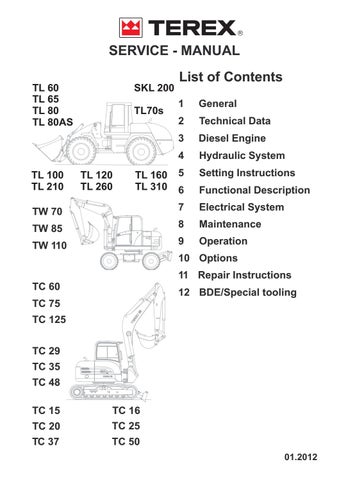 download Terex TC16 Excavator able workshop manual