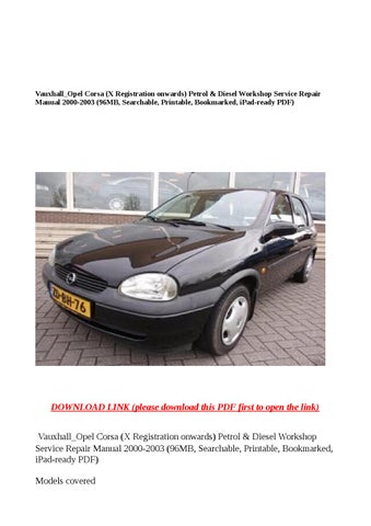 download VAUXHALL OPEL CORSA able workshop manual